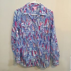 Lilly Pulitzer Womens M Button Down Collared Top
